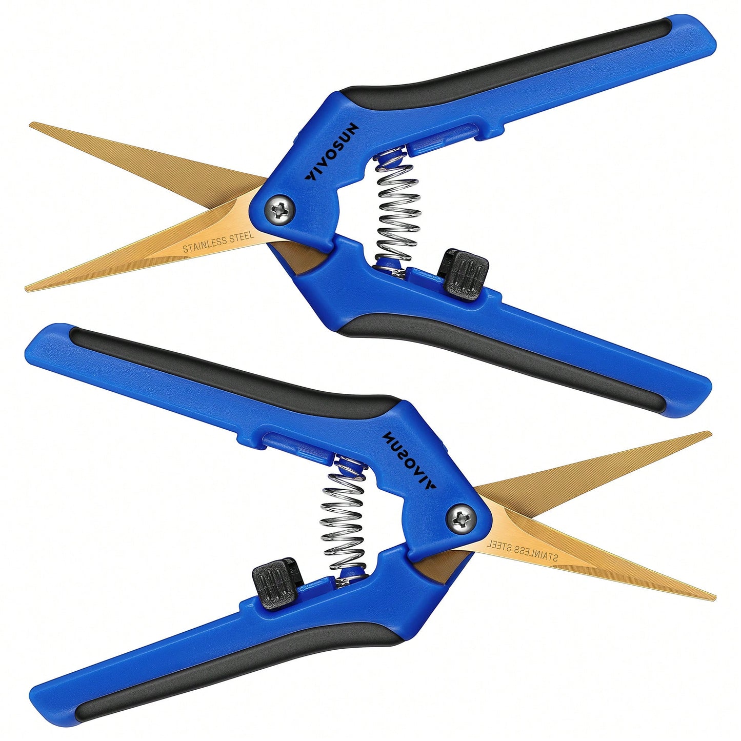 VIVOSUN Curved Gardening Scissors 6.5 Inch Hand Pruner Shear With Titanium Coated Precision Blades 2-Pack,Garden Tools, Gardening Tools For Garden