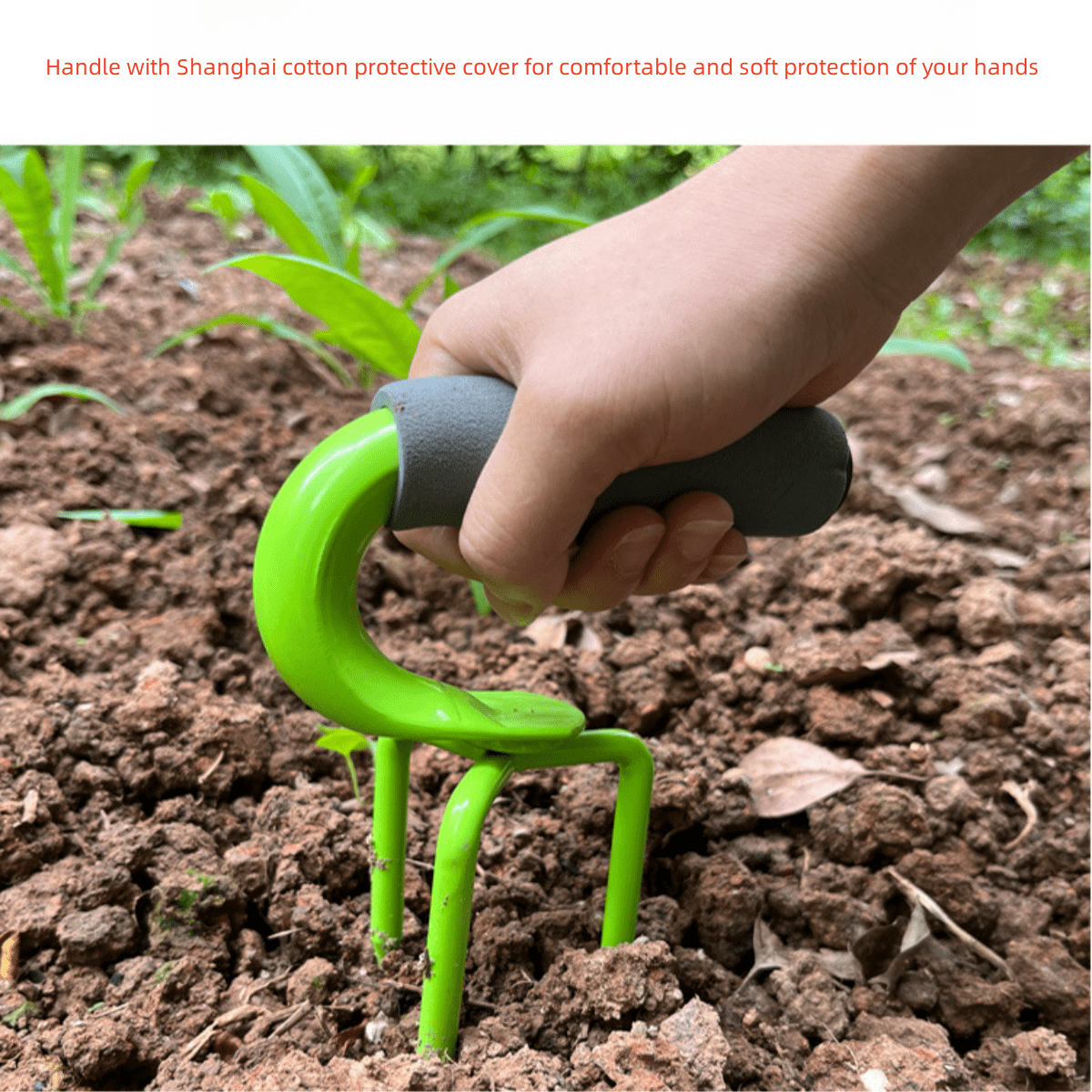 1pc Green Steel Garden Pitchfork, Modern Minimalist Design Cultivator & Soil Aerator, Suitable For Digging Sweet Potatoes, Onions, Carrots, Agricultural Tools, Made Of Solid Manganese Steel