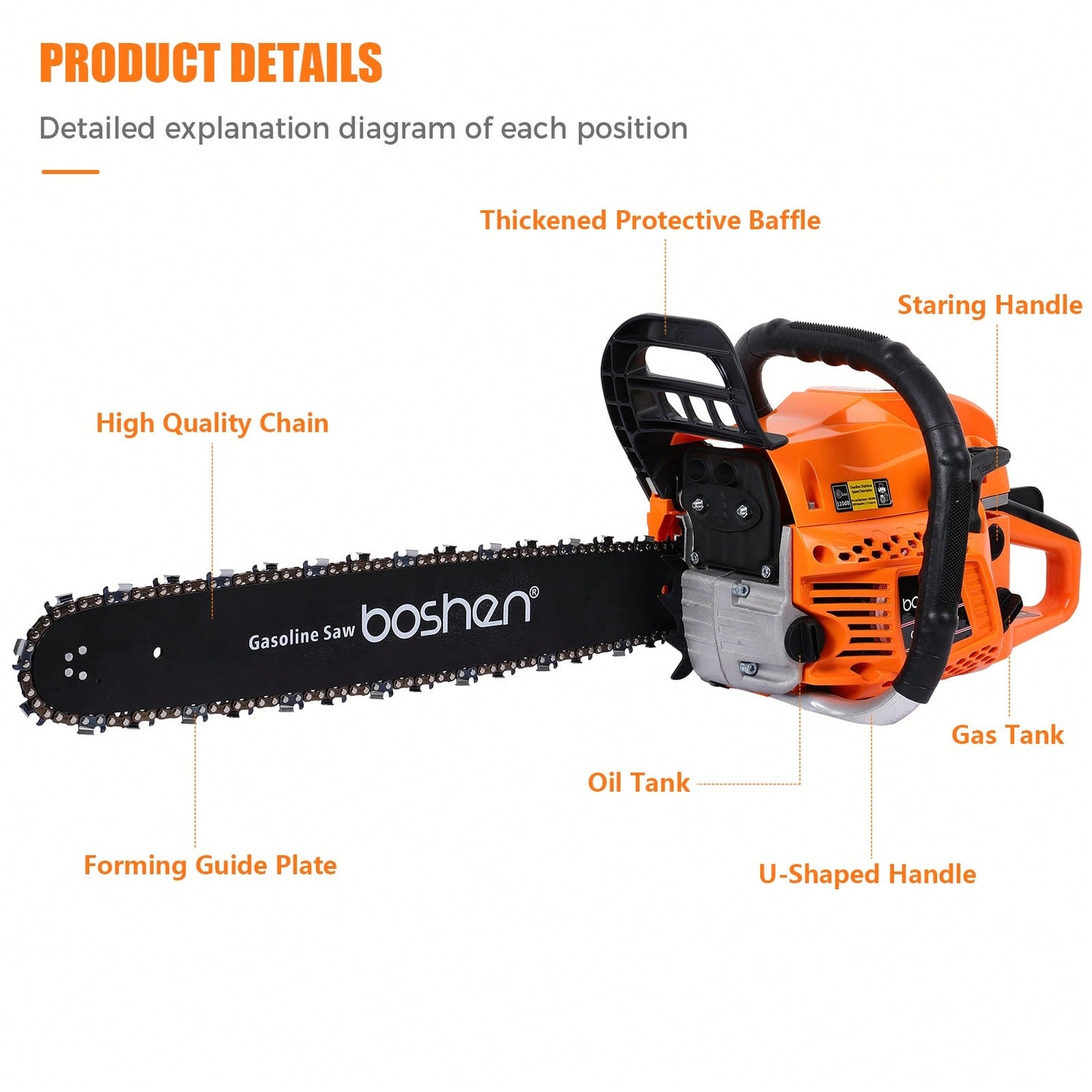 58CC Gas Powered Chainsaw 2 Stroke Manual Gasoline Gasoline Chainsaw For Sawing Cutting Pruning And Trimming Wood 20 Inches,Garden Tools, Gardening Tools For Garden