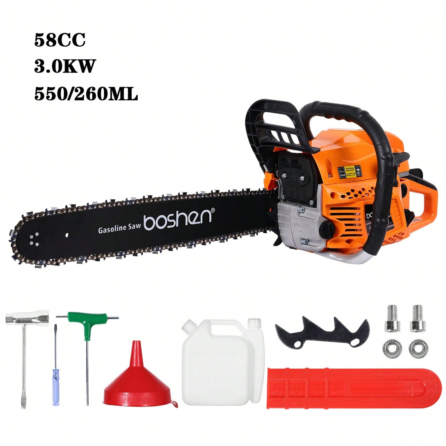 58CC Gas Powered Chainsaw 2 Stroke Manual Gasoline Gasoline Chainsaw For Sawing Cutting Pruning And Trimming Wood 20 Inches,Garden Tools, Gardening Tools For Garden