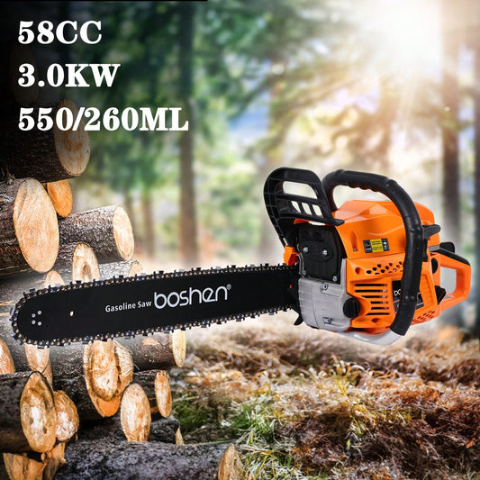 58CC Gas Powered Chainsaw 2 Stroke Manual Gasoline Gasoline Chainsaw For Sawing Cutting Pruning And Trimming Wood 20 Inches,Garden Tools, Gardening Tools For Garden