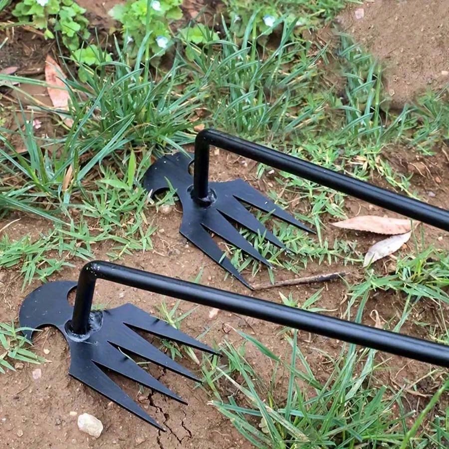 1 Piece, Labor-Saving Manual Weeding Tool, High-Quality Manganese Steel Forging Weeding Machine, 4-Tooth Dual-Purpose Weeding Machine, Garden Specific Weeding Machine, Root Connecting Weeding Machine, Used For Lawn Maintenance, Weeding Tools, Root Pulling