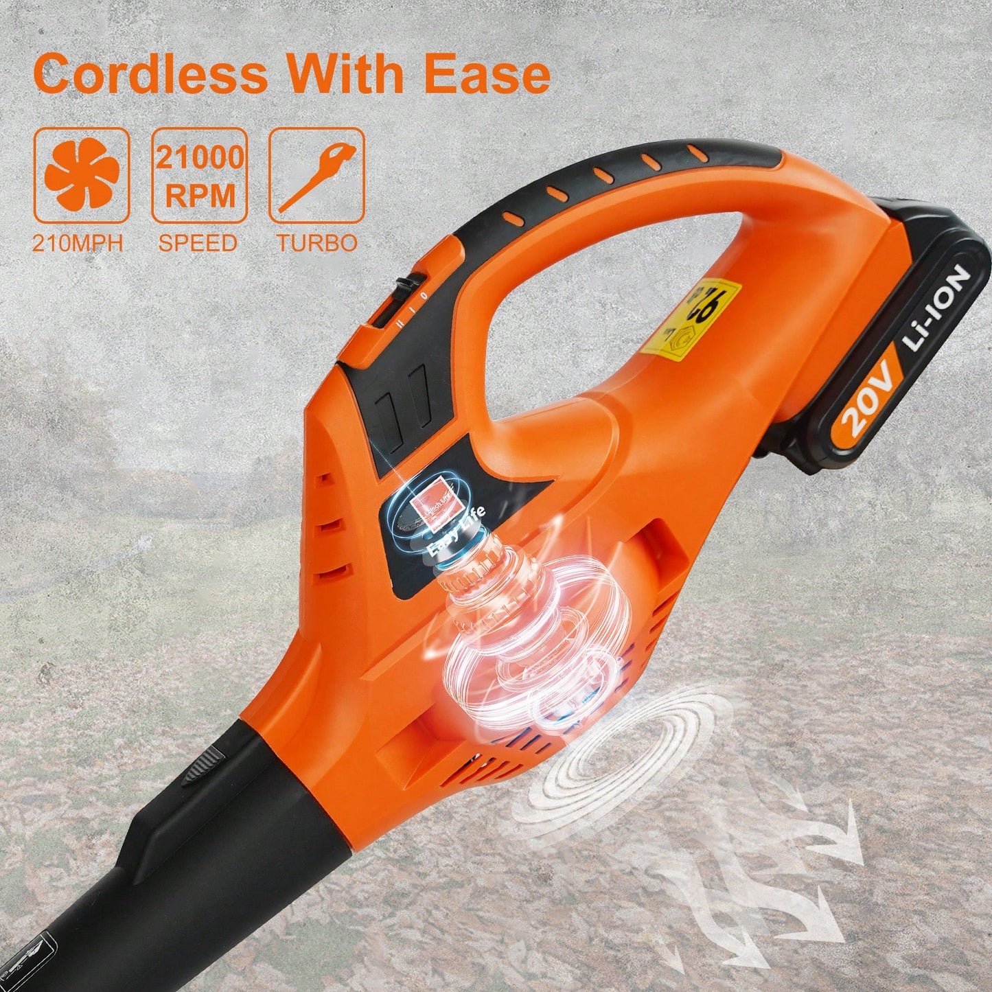 Leisch Life Leaf Blower Cordless,20V Handheld Electric Leaf Blower With 2.0Ah Battery And Charger, 2 Speed Mode, Lightweight Battery Powered Leaf Blower For Lawn Care, Patio, Yard, Sidewalk,Garden Tools, Gardening Tools For Garden