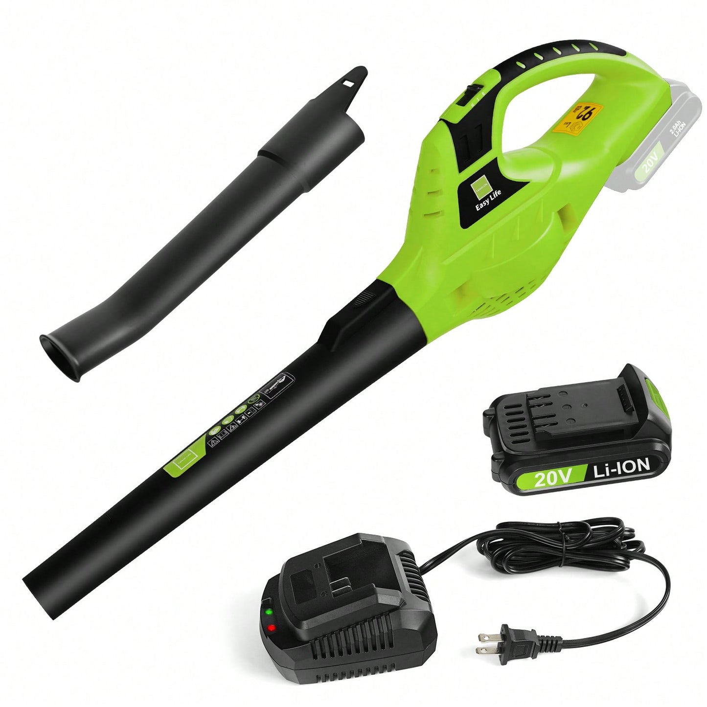 Leisch Life Leaf Blower Cordless,20V Handheld Electric Leaf Blower With 2.0Ah Battery And Charger, 2 Speed Mode, Lightweight Battery Powered Leaf Blower For Lawn Care, Patio, Yard, Sidewalk,Garden Tools, Gardening Tools For Garden