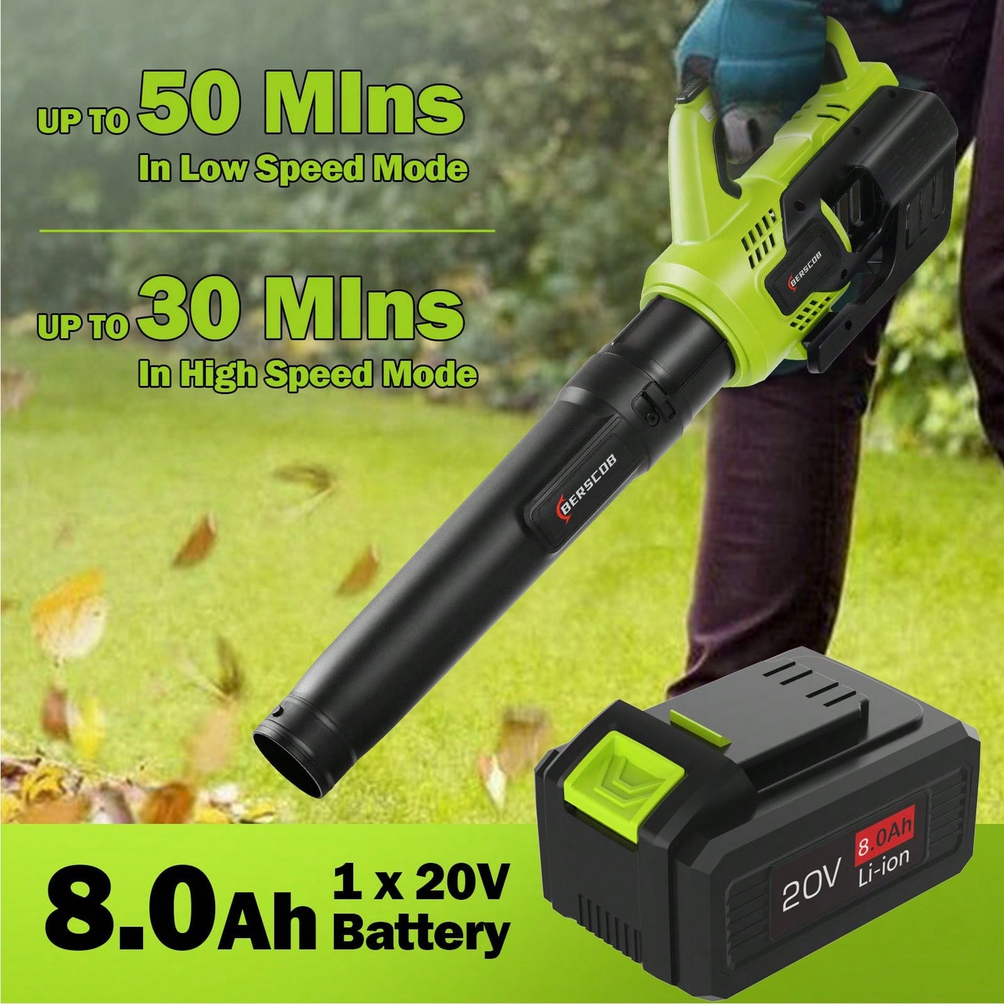 Leaf Blower Cordless, 580CFM/160MPH Electric Leaf Blower With 8.0Ah Battery, Blower With Extension Nozzle, Lightweight Leaf Blowers For Lawn Care, Yard, Garage, Patio & Sidewalk,Garden Tools, Gardening Tools For Garden