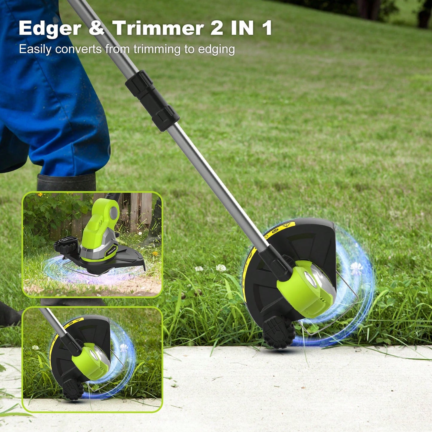 Cordless String Trimmer,10-Inch Cordless Lawn Edger, 2.0Ah Battery Powered String Edger, 21V Lawn Edger With Grass Cutter Spool Line And 20Pcs Plastic Blades, Fast Charger Included,Garden Tools, Gardening Tools For Garden