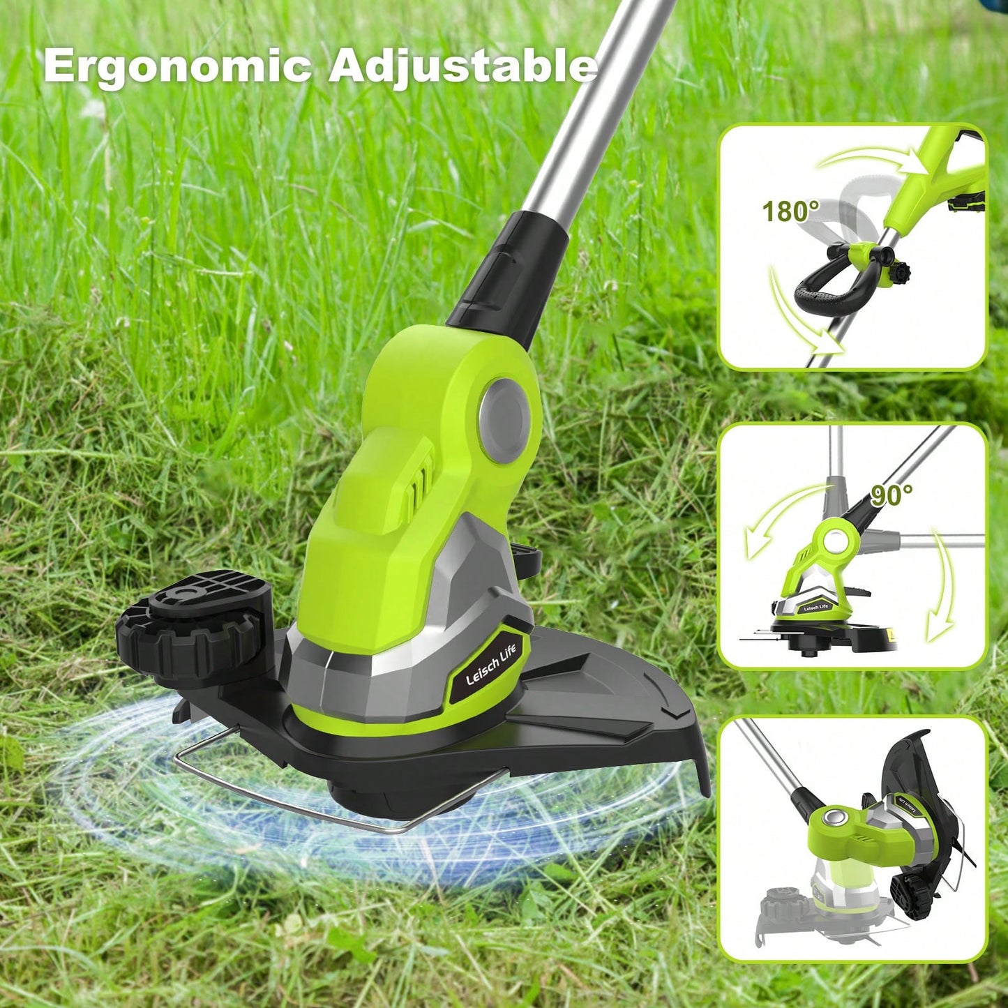 Cordless String Trimmer,10-Inch Cordless Lawn Edger, 2.0Ah Battery Powered String Edger, 21V Lawn Edger With Grass Cutter Spool Line And 20Pcs Plastic Blades, Fast Charger Included,Garden Tools, Gardening Tools For Garden