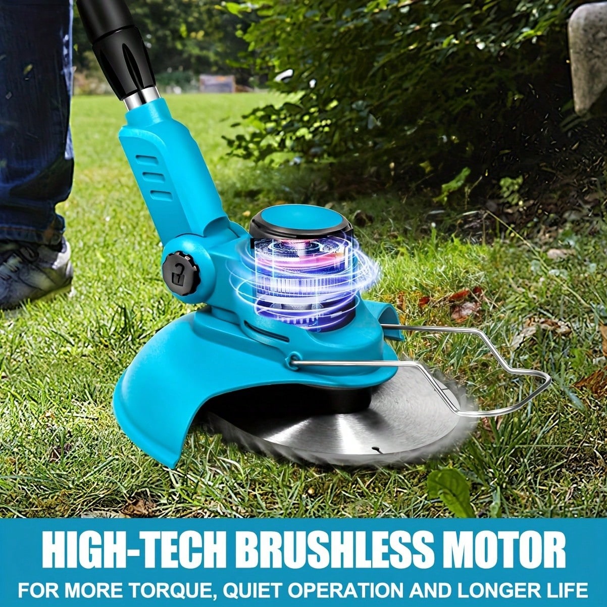 Electric Lawn Mower Brushless Motor, WeedWacker Cordless, Electric Garden Grass Trimmer With 2pc Lithium Battery Operated Charge Display Electric WeedEater Yard And Lawn Edging, Hedge Trimming,Garden Tools, Gardening Tools For Garden