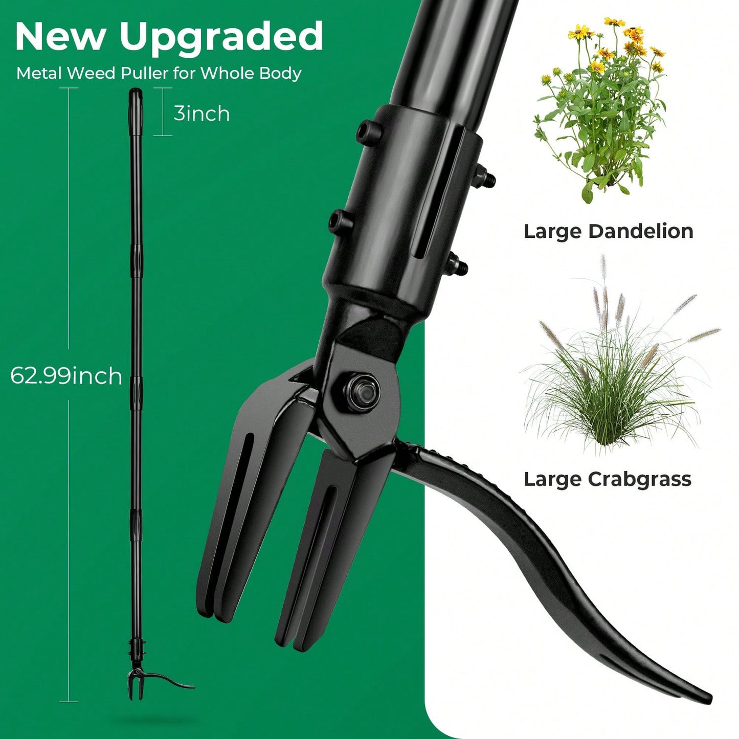 Belife Belife Weeder Puller Tool, 4 Claw Head Design For Stand Up Weeds Puller With 50" Long Handle, 3 Section Design Suitable For People Of Different Heights Garden Tools, Remove Weeds Easily