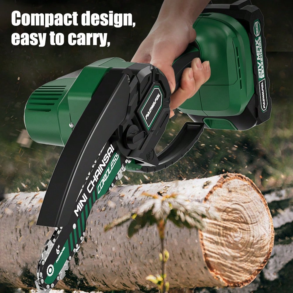 6 Inch Cordless Chainsaw, Mini Chain Saw Battery Operated Electric Hand Saw For Tree Cutting