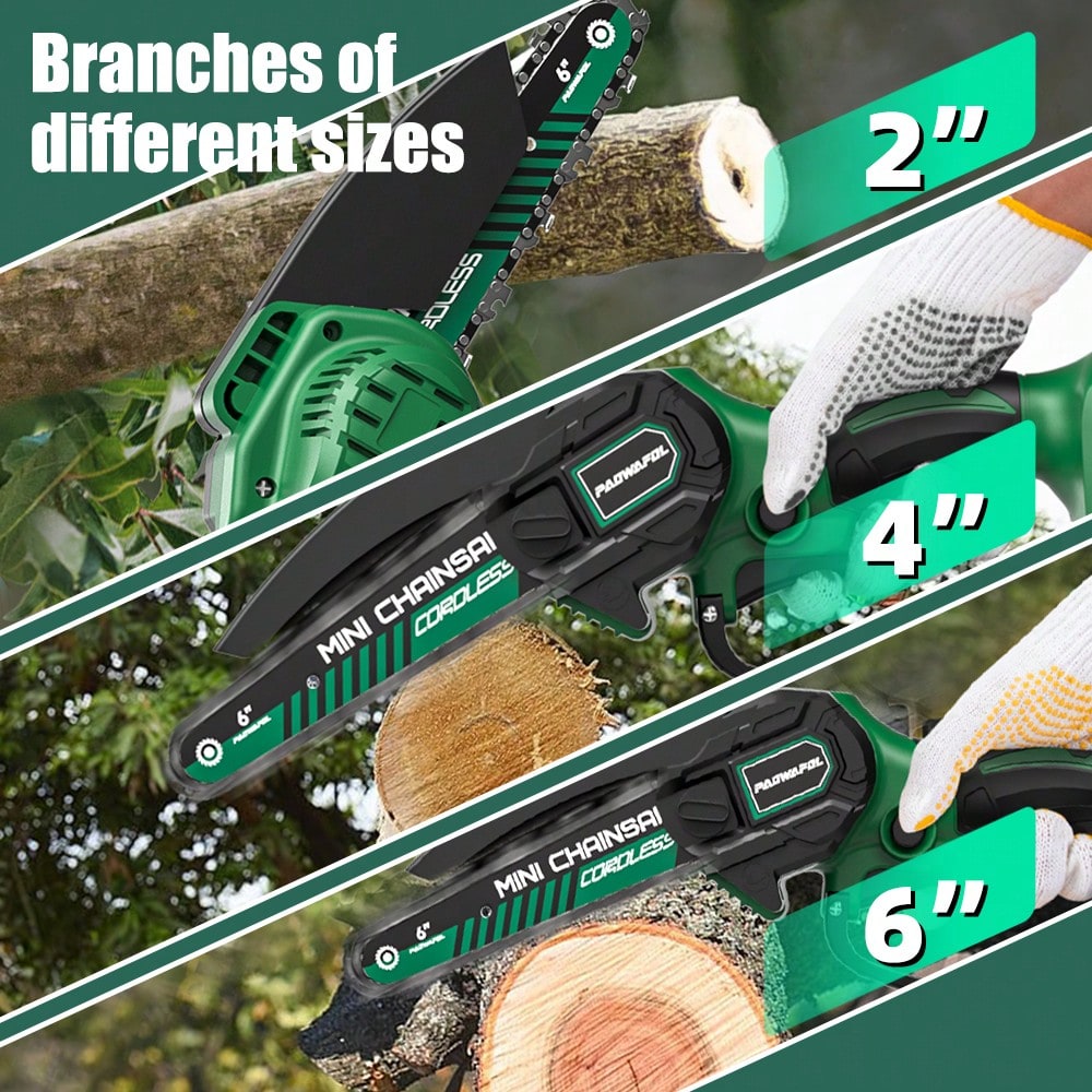 6 Inch Cordless Chainsaw, Mini Chain Saw Battery Operated Electric Hand Saw For Tree Cutting