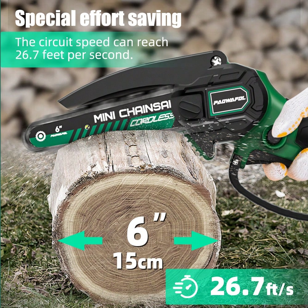 6 Inch Cordless Chainsaw, Mini Chain Saw Battery Operated Electric Hand Saw For Tree Cutting