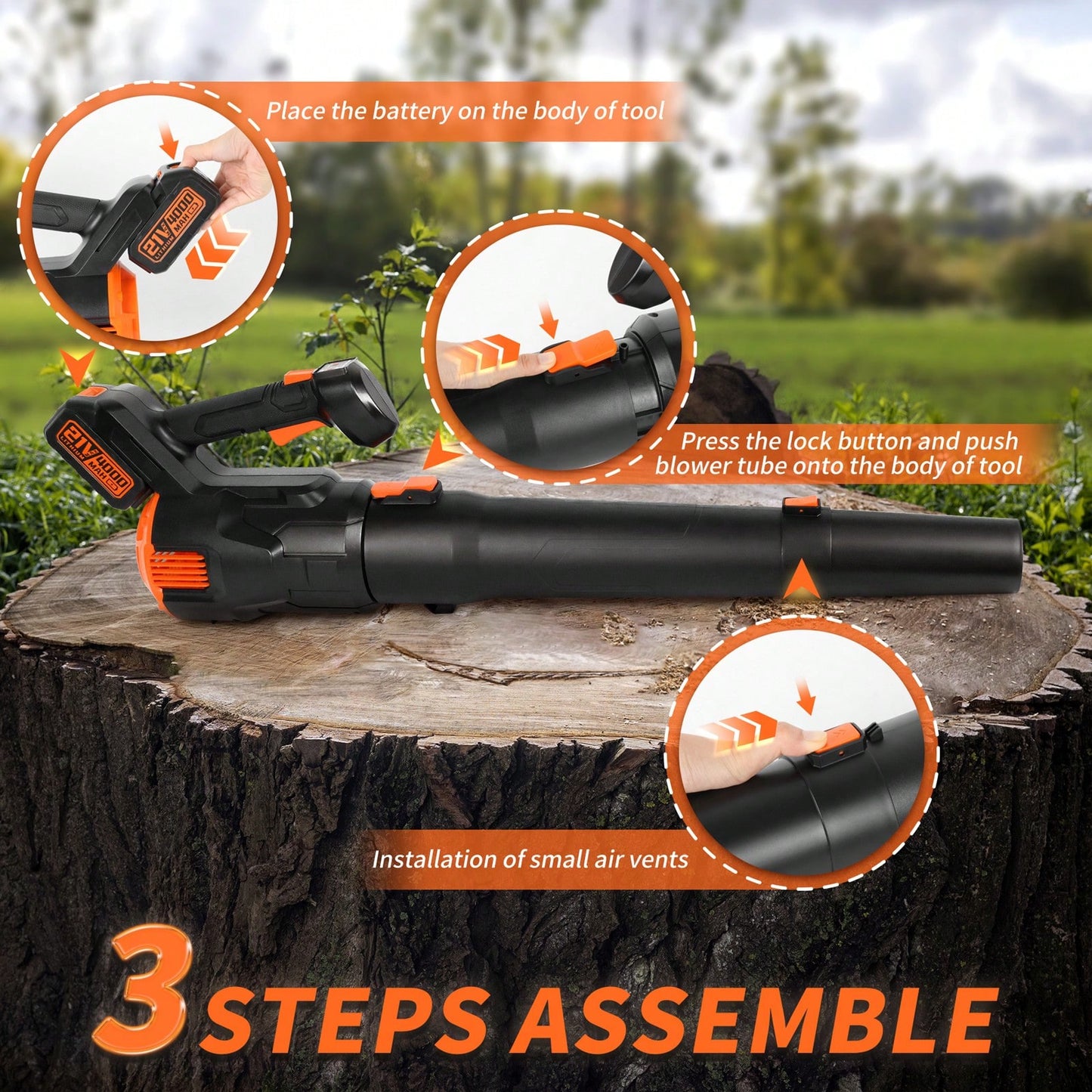 TOOLIFE TOOLIFE Powerful 2 X 4.0Ah Battery 580CFM 20V Cordless Leaf Blower - Lightweight, 3-Speed, Electric Handheld Blower For Efficient Lawn Care, Jobsite Cleaning - Includes Charger, Ideal For Small To Medium-Sized Yards