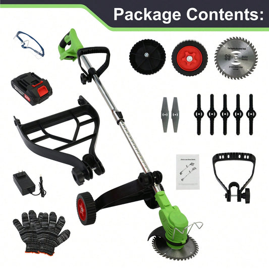 21V Cordless Weeds Eater Electric Brush Cutter Lawn Edger Grass String Trimmer Electric Cordless Grass String Trimmer Lawn Edger Weeds Wacker Cutter +1/2 Battery 21V 1500mAh 1 Charger Telescopic Rod Anti-Slip Handle Trimmer Cordless Electric Lawn Eater Ed