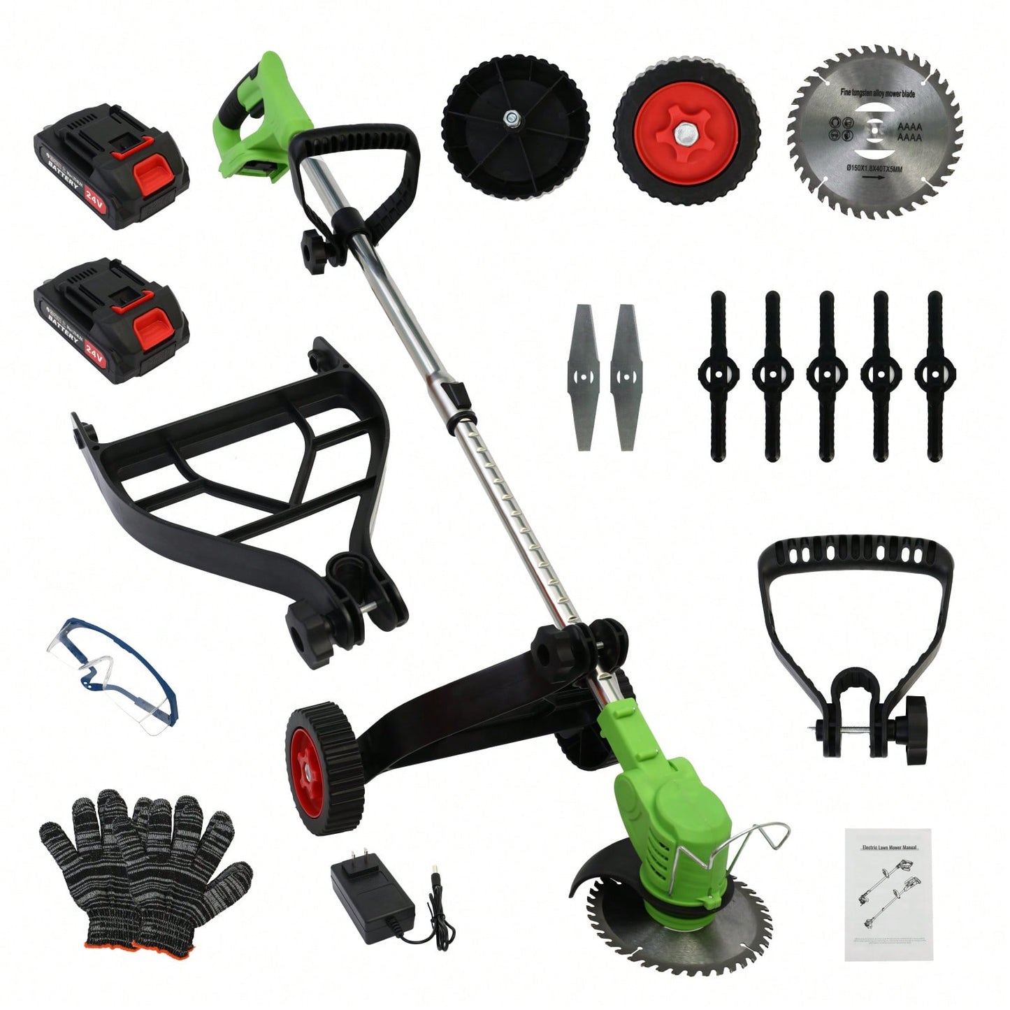 21V Cordless Weeds Eater Electric Brush Cutter Lawn Edger Grass String Trimmer Electric Cordless Grass String Trimmer Lawn Edger Weeds Wacker Cutter +1/2 Battery 21V 1500mAh 1 Charger Telescopic Rod Anti-Slip Handle Trimmer Cordless Electric Lawn Eater Ed