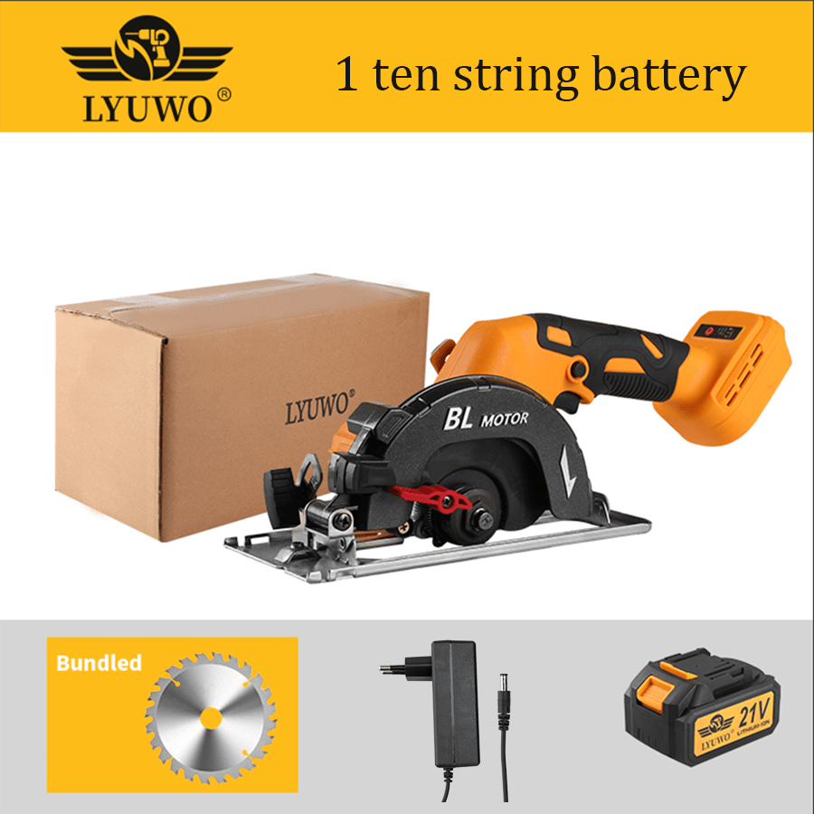 LYWO Brushless Lithium Battery Circular Saw Woodworking Handheld Saw Multifunctional Cutting Machine, 140mm Saw Blade, High-Power Woodworking Handheld Lithium Battery Single Hand Saw Cutting Machine, Large Capacity Battery, 45 Degree Oblique Cut, Adjustab