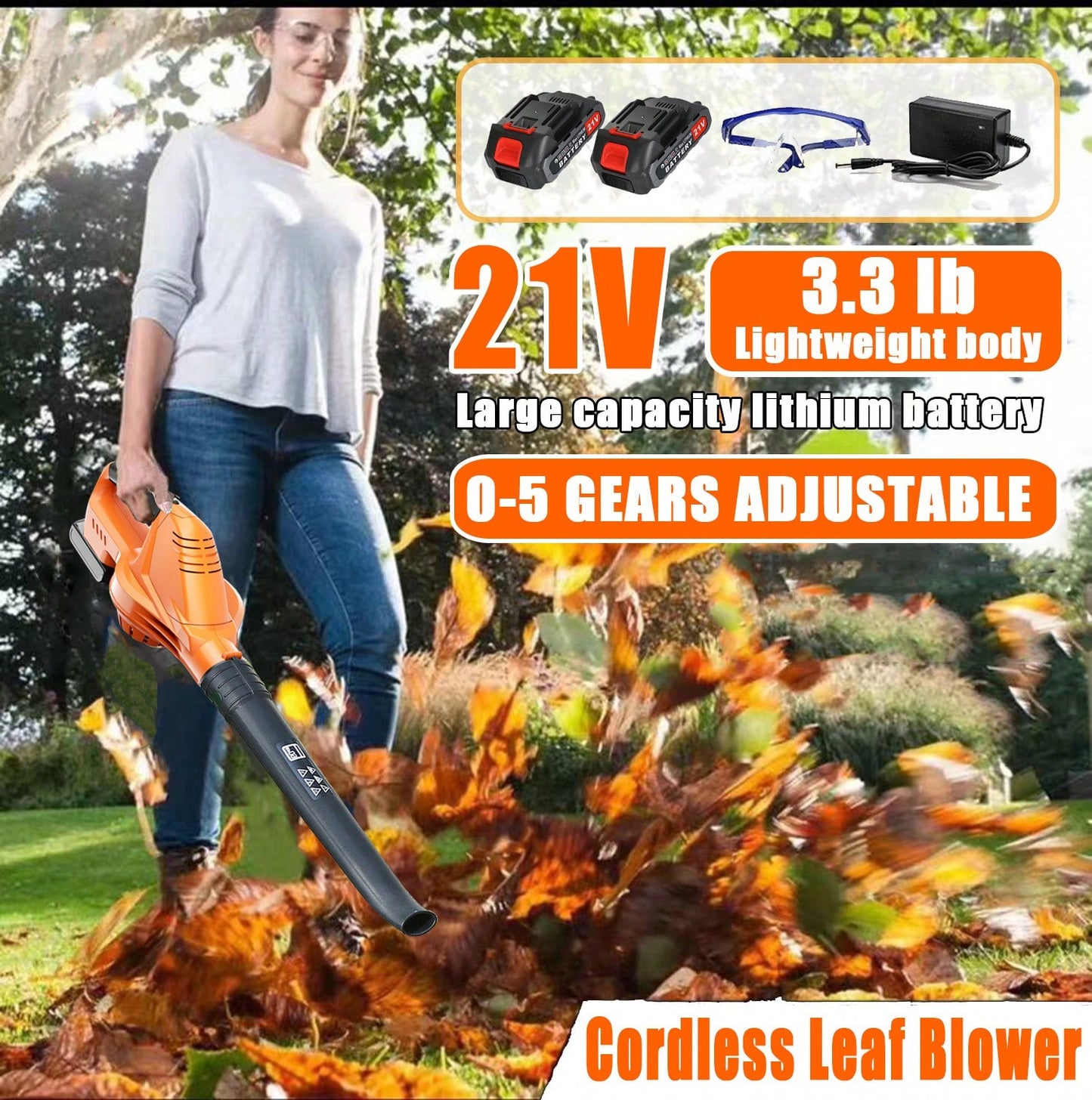 Cordless With Battery And Charger - Electric Leaf Blower Battery Operated, Blower Cordless 21V Handheld For Clearing Patio Driveway,Garden Tools