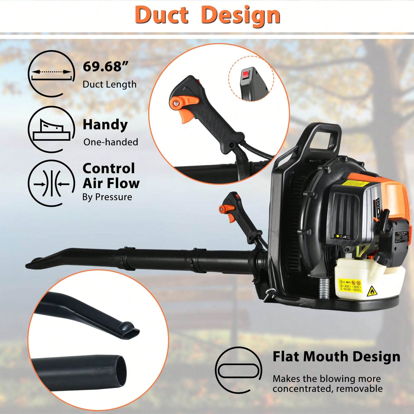 Mulikeer 2 Stroke Commercial Backpack Leaf Blower Gas Powered Grass Lawn Blowing Machine