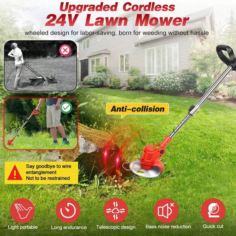 1000W CordlessEater Electric Brush Cutter Lawn Edger Grass String Trimmer,Garden Tools