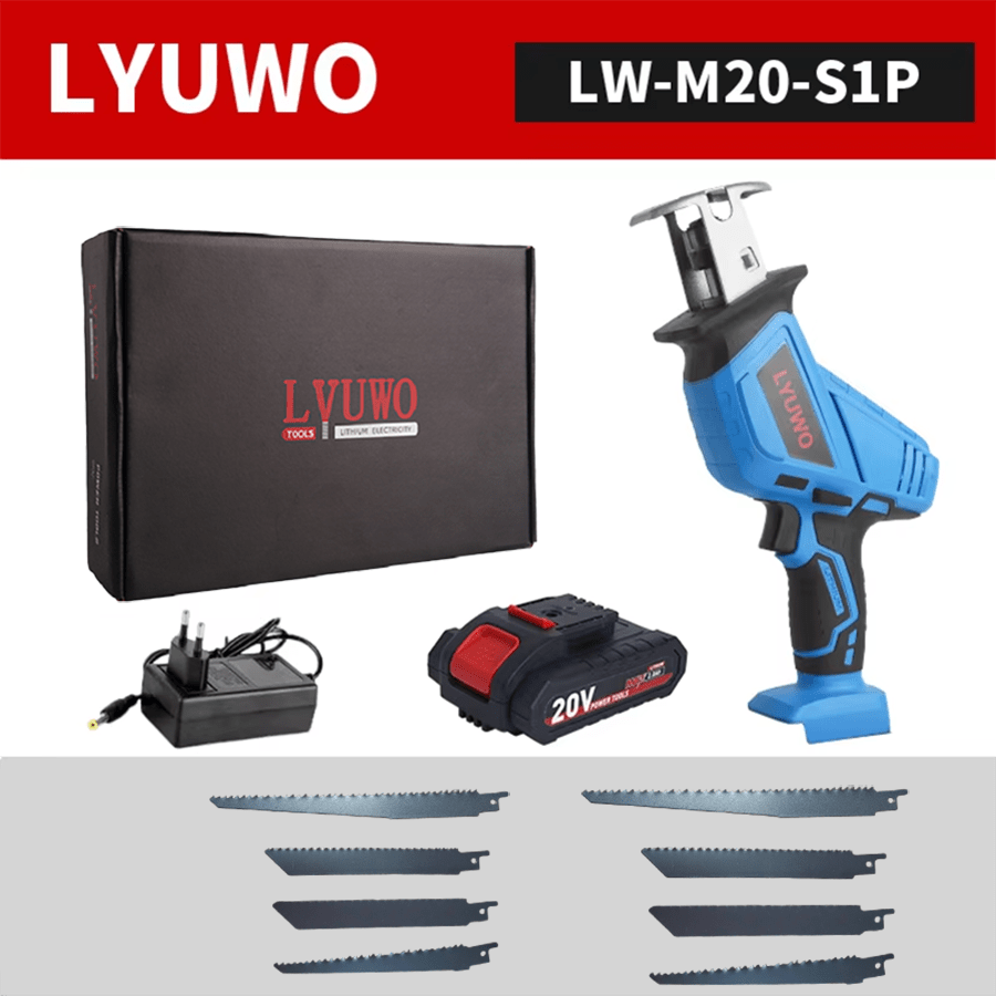 LYUWO Electric Tools, Reciprocating Saws, Hand Saws, Rechargeable Lithium Battery Electric Saws, Small Household Electric Saws, Lightweight, Easy To Use, Effortless, Equipped With Large Capacity Batteries And Free Parts.,Garden Tools