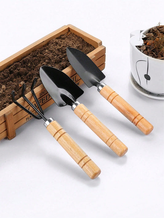 3pcs Garden Tool Kit For Planting Flowers & Vegetables, Home Potting Soil Tilling Shovel Garden Accessories Set With Small Trowel