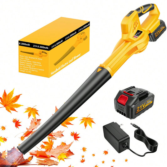 Leaf Blower, 150MPH High Wind Speed Cordless Leaf Blower With 1.5Ah Battery & Fast Charger, 6 Speed Mode, 21V Portabl Electric Leaf Cleaner Blowers For Cleaning Patio, Yard, Sidewalk,Yellow,Green,Garden Tools