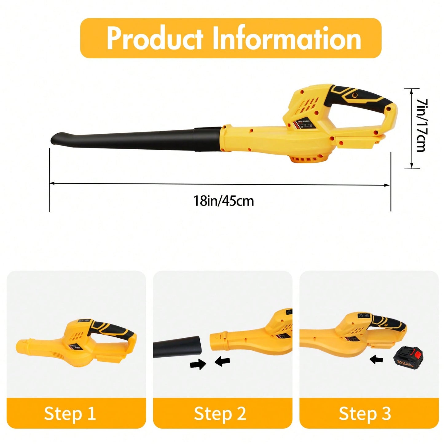 Leaf Blower, 150MPH High Wind Speed Cordless Leaf Blower With 1.5Ah Battery & Fast Charger, 6 Speed Mode, 21V Portabl Electric Leaf Cleaner Blowers For Cleaning Patio, Yard, Sidewalk,Yellow,Green,Garden Tools