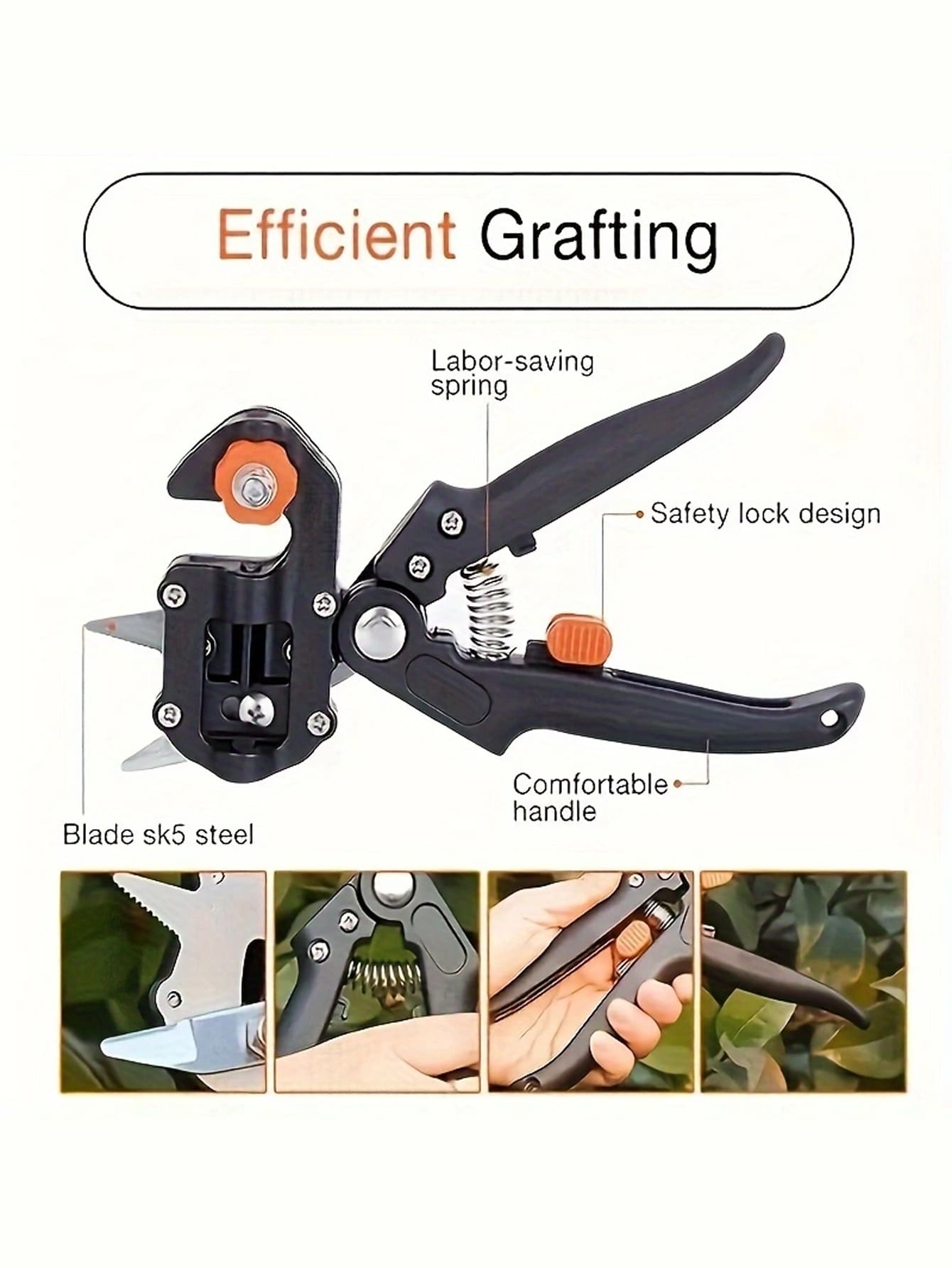 1 Pair Garden Shears, Gardening Tool, Grafting Pruner, Pruning Scissor, Professional Trimming Tool And Grafting Pruner, For Trimming Your Garden - Ideal For Fruit Tree Pruning And Grafting Training