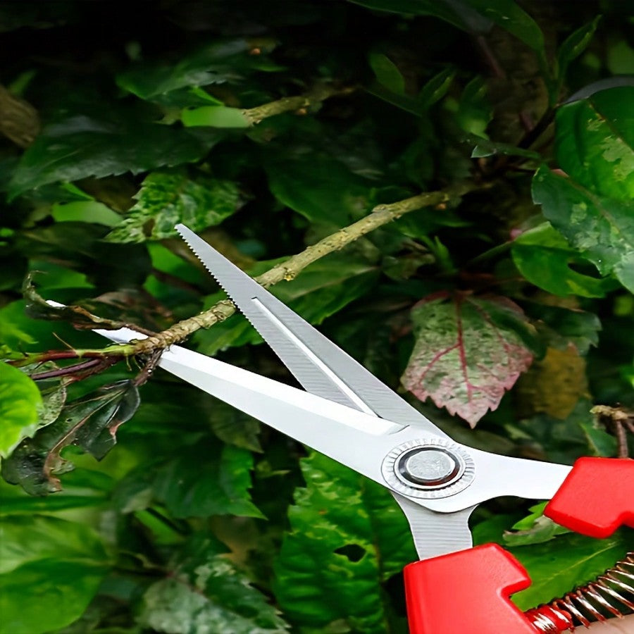 1pc High-Grade Ergonomic Stainless Steel Garden Pruners - Easy Trimming Without Battery, Classic Design Suitable For Home Gardening Enthusiasts,Garden Tools