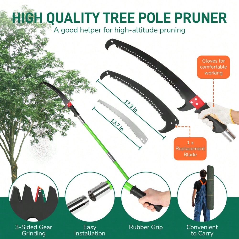 26ft Tree Pole Pruner Manual Pole Saw Tree Scissor Cutter Yard Garden Tool W/Bag,Garden Tools