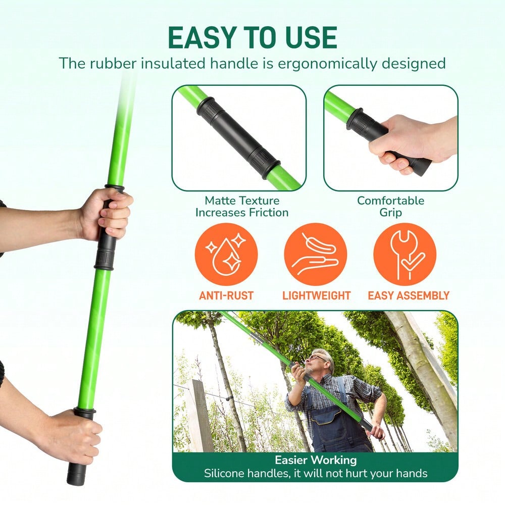 26ft Tree Pole Pruner Manual Pole Saw Tree Scissor Cutter Yard Garden Tool W/Bag,Garden Tools