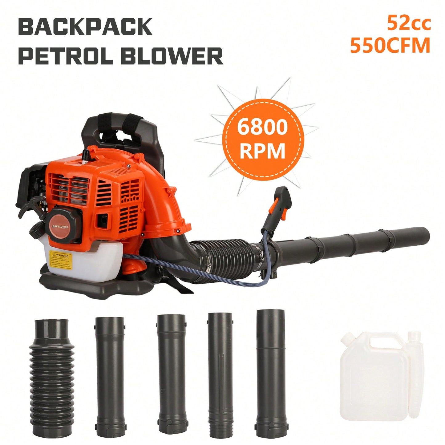 Powerful Leaf Blower Backpack Style 52 Cubic Centimeter Adjustable Tube Gas Powered Dust Blower Garden Supplies