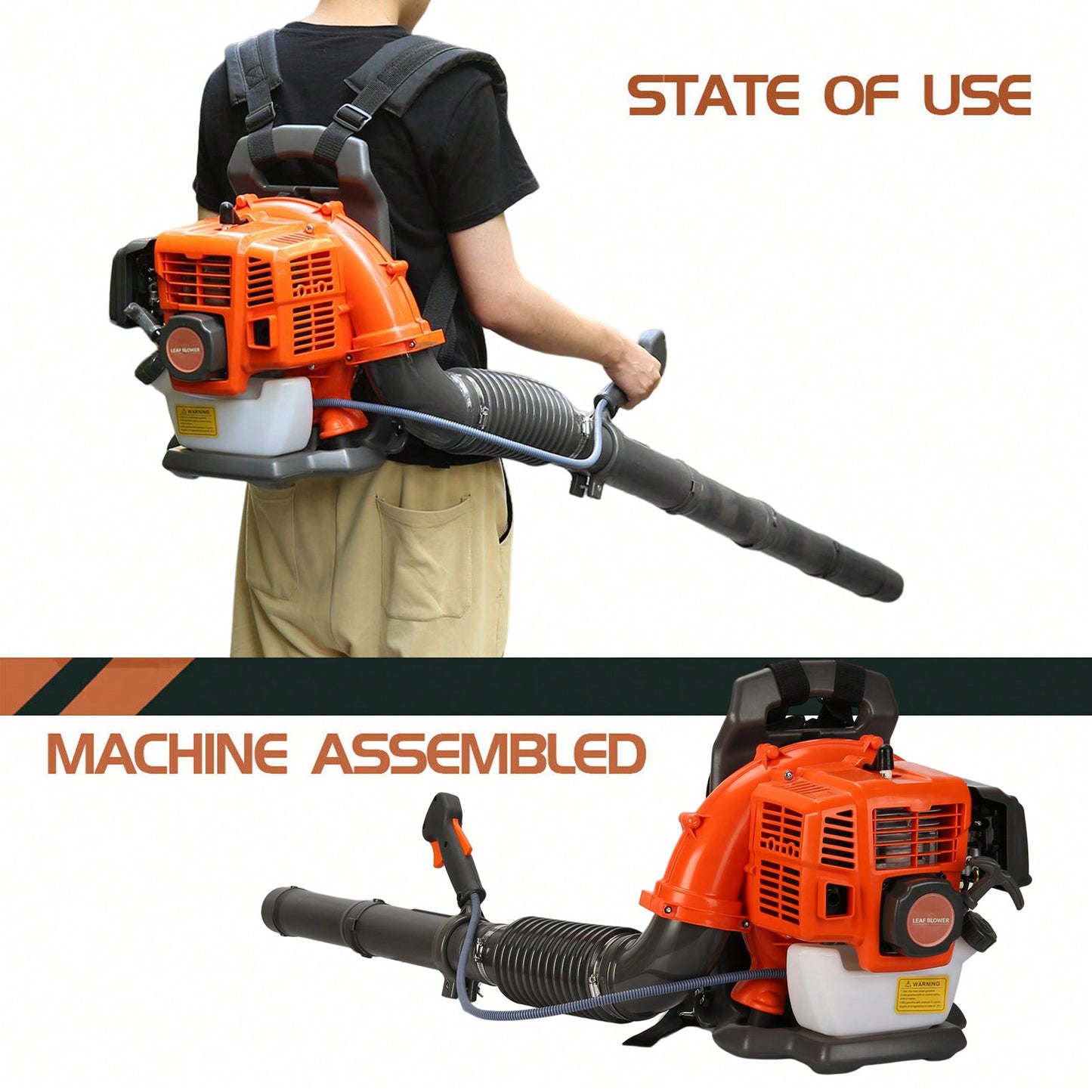 Powerful Leaf Blower Backpack Style 52 Cubic Centimeter Adjustable Tube Gas Powered Dust Blower Garden Supplies