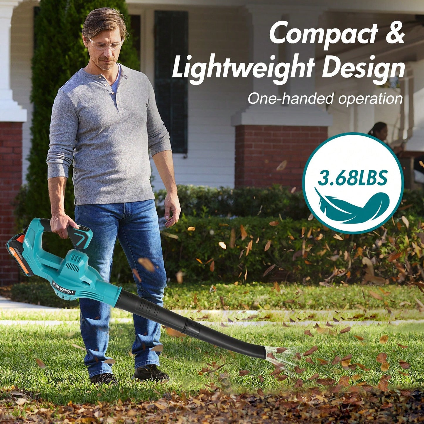 Cordless Leaf Blower, 540CFM/170MPH Electric Leaf Blower Cordless With 2 * 6.0Ah Battery,6 Speed And Turbo Mode,Battery Powered Leaf Blower For Lawn Care,Patio,Blowing Leaves,Dust Snow And Blowing