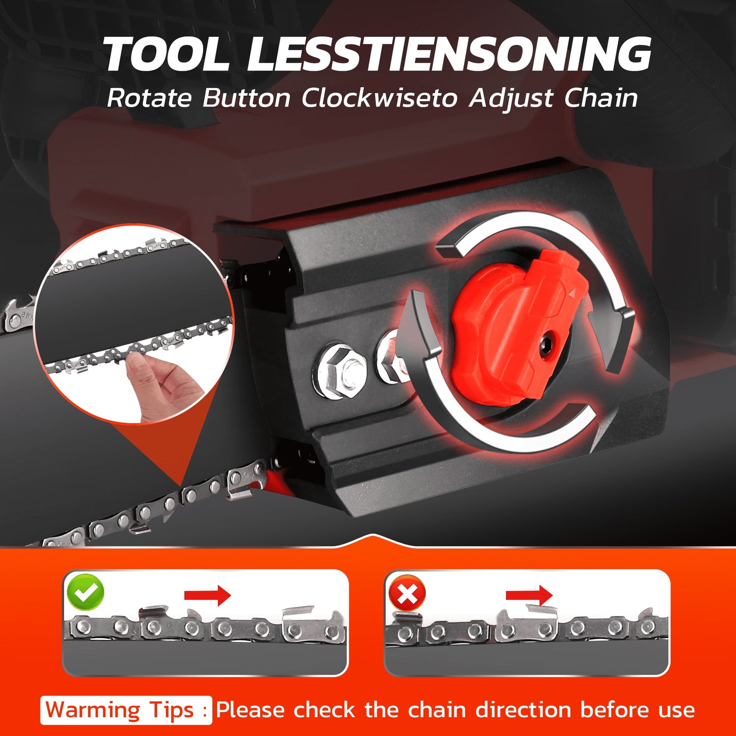 RELOIVE 16-Inch 42V Battery-Powered Brushless Cordless Chainsaw Kit With 2x2000mAh Batteries, 3 Chains & Dual Chargers