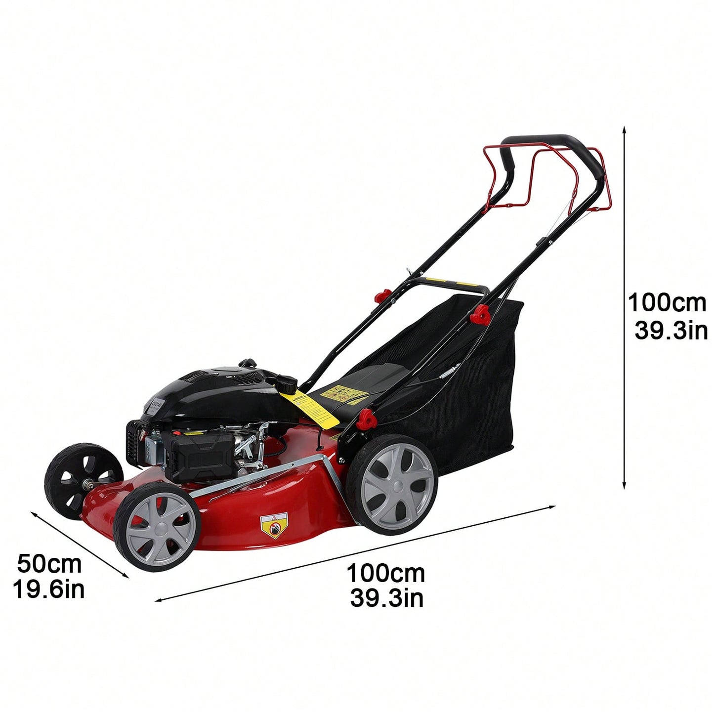 Lawn Mower, Self Propelled Lawn Mower, 141cc Gas Engine Lawn Mower, Push Lawn Mower With 50L Grass Tank, Big Wheels