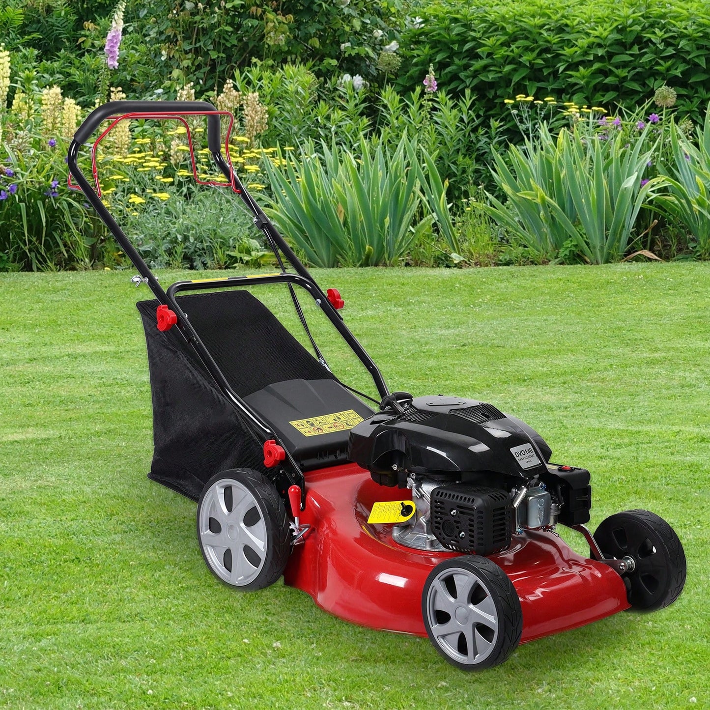 Lawn Mower, Self Propelled Lawn Mower, 141cc Gas Engine Lawn Mower, Push Lawn Mower With 50L Grass Tank, Big Wheels