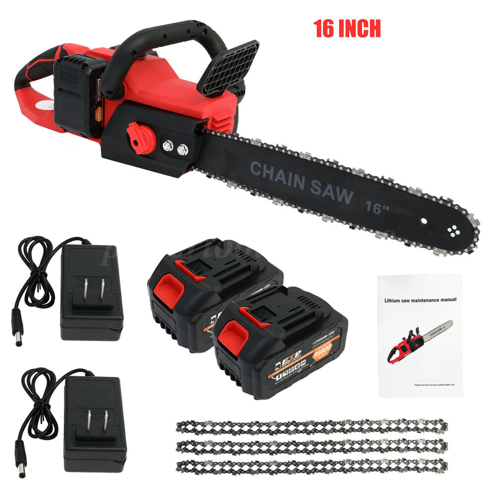 42V Electric Cordless Chain Saw 1800W Handheld Chainsaw 1/2 Battery Powered 16in