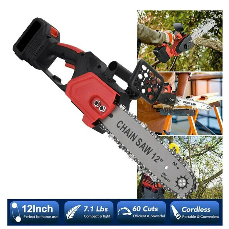 12" Cordless Chainsaw 21V Brushless Electric Handheld Chain Saw w/Battery&Charge