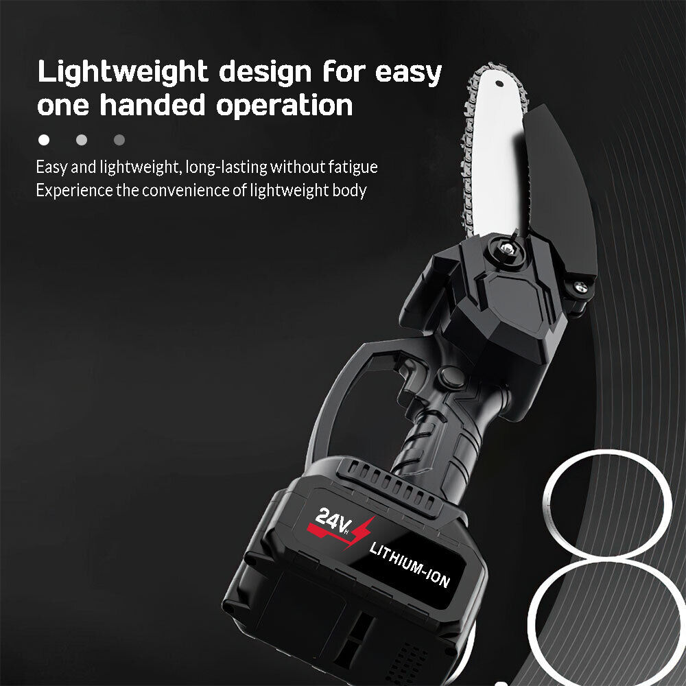 24V Electric Cordless Chain Saw Small Mini Handheld Chainsaw 2 Battery Powered