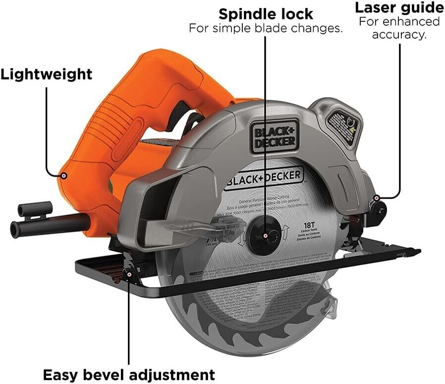 BLACK+DECKER 7-1/4-Inch Circular Saw With Laser, 13-Amp BDECS300C