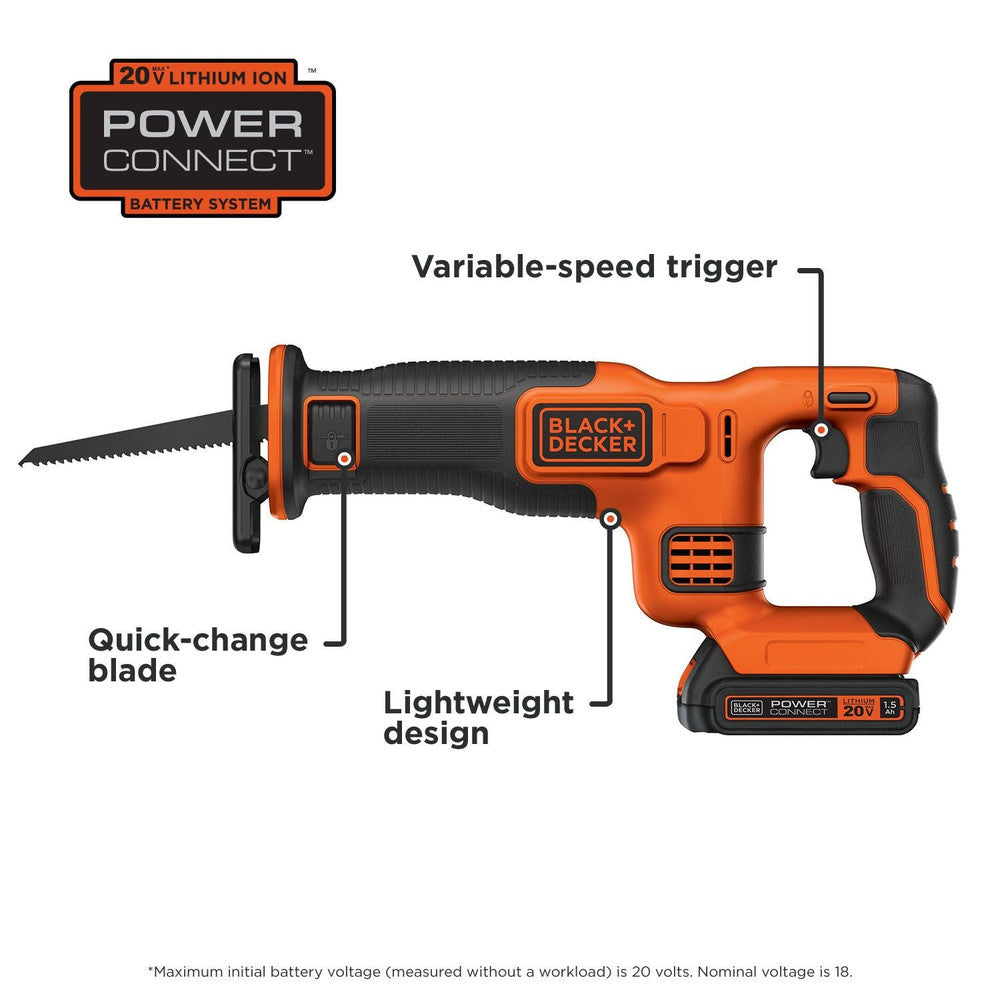 BLACK+DECKER 20V Max* Variable Speed Cordless Reciprocating Saw - BDCR20C