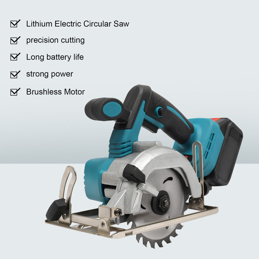 21V 4.9" Electric Mini Circular Saw Cordless Cutting Tool Adjustable Bevel US