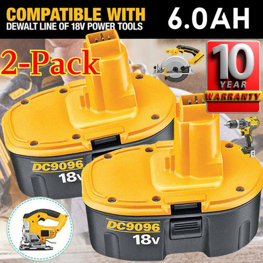 2PACK 18V For Dewalt 18 VOLT 6.0Ah DC9096 DC9098 NiMh Battery DC9099 Replacement