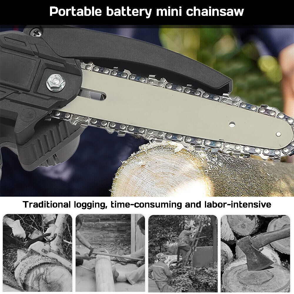 24V Electric Cordless Chain Saw Small Mini Handheld Chainsaw 2 Battery Powered