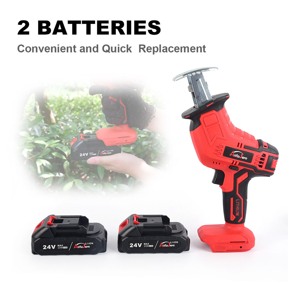 Electric Reciprocating Saw W/ 2 Li-ion Battery Cutting Tools Cordless W/Battery