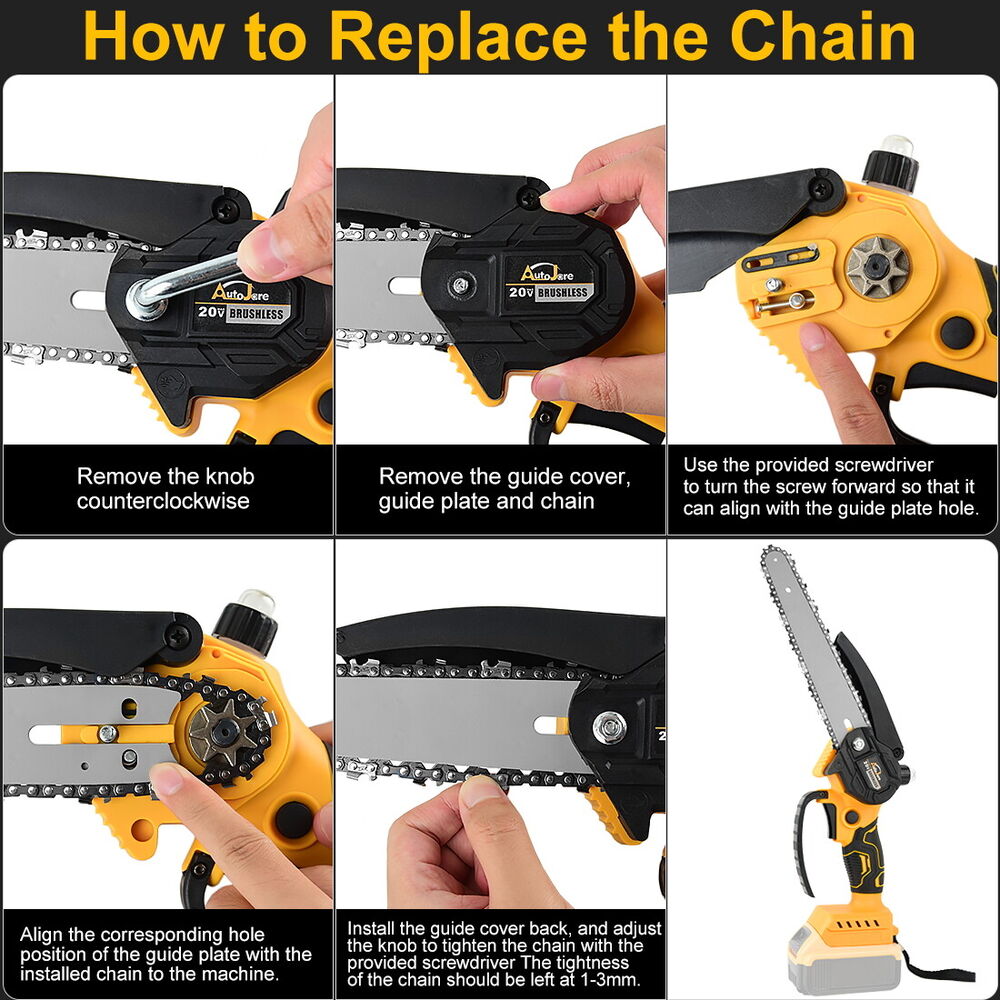 8" Cordless Mini Chainsaw for Dewalt 20V MAX Battery Brushless Motor (Tool Only)