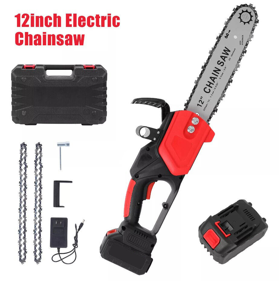 12" Cordless Chainsaw 21V Brushless Electric Handheld Chain Saw w/Battery&Charge