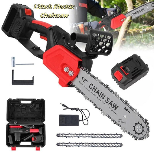 12" Cordless Chainsaw 21V Brushless Electric Handheld Chain Saw w/Battery&Charge