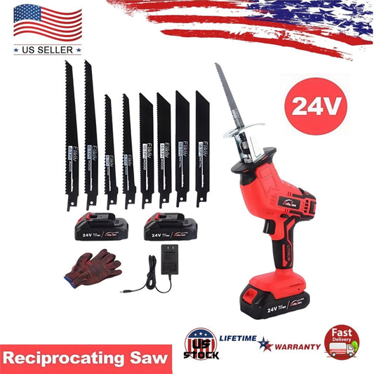 Electric Reciprocating Saw W/ 2 Li-ion Battery Cutting Tools Cordless W/Battery